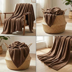 Fleece Blanket Full/Queen - 80x90 Inch Lightweight & Buttery-Soft Throw for Bed, Sofa, Camping | 300GSM Cloud-Touch Microfiber | Cozy Essentials for Travel & Movie Nights, (Brown)
