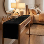duduta Black Faux Fur Table Runner 72 inches Long, Fluffy Dresser Runner Covers Coffee Table Runner Winter Holiday Decor