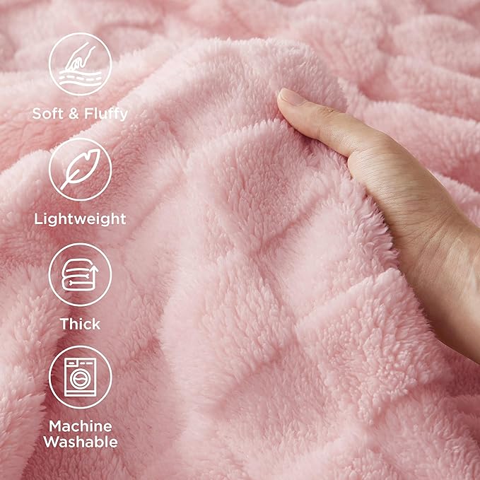 Bedsure GentleSoft Blankets Queen Size for Bed - Super Soft Cozy Blanket for, Large Fuzzy Fleece Throw for Bedroom Decor, Pink, 90x90 Inches