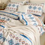 Luxlovery Aztec Comforter Set King Beige Blue Bohemian Bedding Set King Southwestern Exotic Ethnic Rustic Native American Navajo Bedding Set Folkloric Comforter Set Women Men