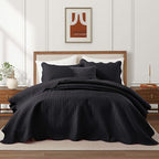 IR Imperial Rooms 8 Pack Quilt King Size Bedding (106" x 96") - Bulk Wholesale for Hotels, Guest Bedroom & Airbnbs - Lightweight Microfiber Reversible Embossed Quilts Bedspread (Black)