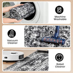 CRYPTOLITE Rugs for Living Room, 9x12 Large Area Rugs Ultra Soft Washable, Vintage Boho Faux Wool Carpet for Dining Room, Bedroom, Office, Home Decor (Black)
