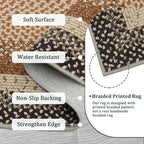 RUGSREAL Machine Washable Area Rug 6x9 Braided Rug for Living Room Modern Braid Printed Large Bedroom Rug Non Slip Dining Room Throw Rug Farmhouse Accent Carpet for Home Decor, Sand/Bronze