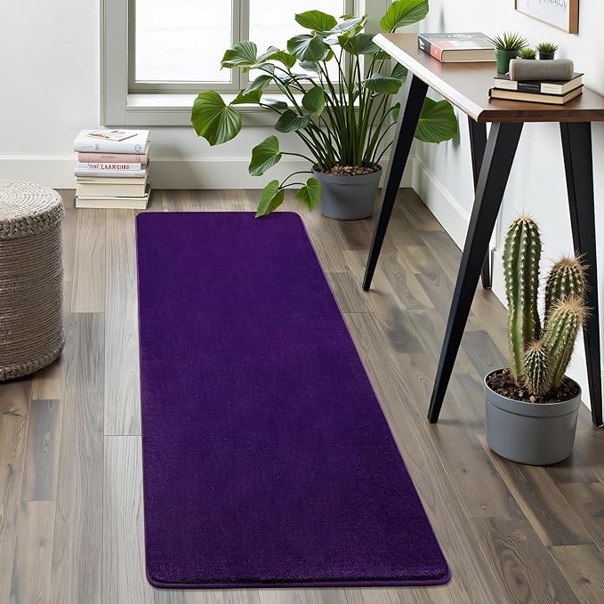 Softlife Washable Runner Rug for Bedroom Living Room Rug, 2x6 Purple Soft Fluffy Hallway Runner Rug, Non-Slip Indoor Carpet for Kitchen Laundary Room Decor Entryway Bathroom