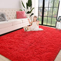 Jelymark Super Soft Shaggy Rug for Bedroom, 4x5.9 Feet Fluffy Carpet for Living Room, Fuzzy Indoor Plush Area Rug for Home Decor, Furry Floor Rugs for Dorm, Kids Nursery Rug for Girls, Red