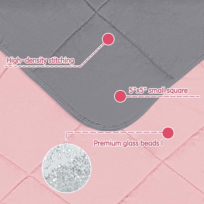yescool Weighted Blanket (7 lbs, 41" x 60", Pink Grey) Cooling Heavy Blanket for Sleeping Perfect for 60-80 lbs, Breathable Blanket with Premium Glass Bead, Machine Washable