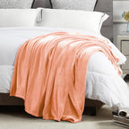 DREAMNINE Extra Large Soft Comfy Fluffy Fleece Bed Blanket Queen Size 90" x 90", Luxury Decorative Fuzzy Blanket for Bedroom, Big Cozy Shaggy Warm Flannel Blankets for Winter Autumn Pet, Peach
