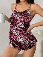 Ekouaer Silk Pajamas Set for Women Satin Backless Lingerie Pjs Cami Top and Shorts Nightwear