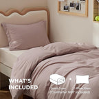 Bedsure Duvet Cover Twin/Twin XL Size - Soft Double Brushed Bedding Set for Kids & Adults, Zipper Closure, 2 Pieces, Includes 1 Duvet Cover (68"x90") & 1 Pillow Sham, NO Comforter, Dusty Rose
