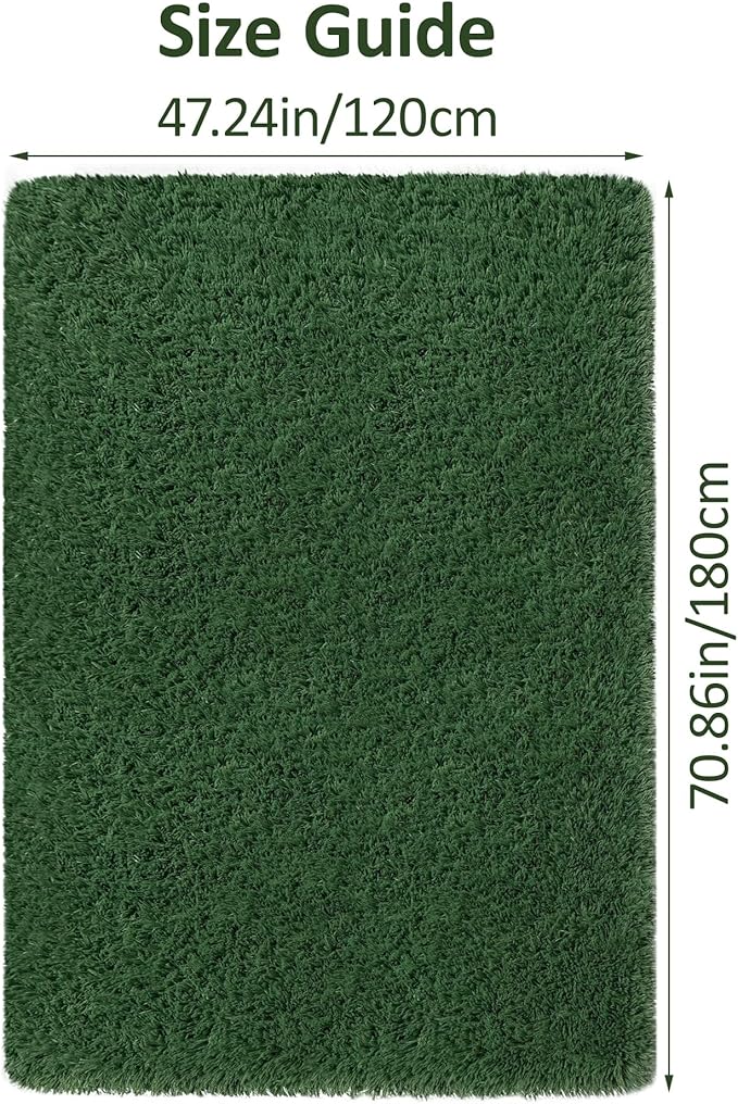 Fluffy Rugs for Bedroom Girls 4x6 Green Shaggy Rug for Living Room Modern Indoor Washable Plush Fuzzy Kids Carpet for Nursery Teen Room Dorm Office