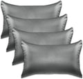 Elegant Comfort 4-Pack King Size Viscose Satin Pillowcase Set with Hidden Zipper Closure, Silky Smooth for Hair and Skin Care, Gray