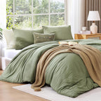 WRENSONGE Twin XL Size Comforter Sets - 3 Pieces Green Comforter Prewashed Soft Lightweight for All Seasons, Fluffy Down Alternative Comforter Twin XL Size with 2 Pillow Shams