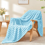 BEDELITE Light Blue Throw Blanket for Couch and Bed- Super Soft and Warm 3D Checkered Fluffy Fuzzy Fleece Blanket, Luxurious Plush Cozy Blanket for Room Decor Spring, 50x60 inches
