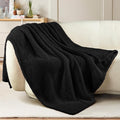 Exclusivo Mezcla Fleece Black Throw Blanket for Couch Sofa, Ultra Soft, Lightweight and Fluffy Blankets for Women, All Season, 50x60 Inches