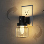 L LOHAS LED Night Lights Plug Into Wall, Mason Jar Nightlight, Dusk to Dawn Sensor, Soft White 3000K, 350°Rotating Mason Jar Nightlight with Farmhouse for Home Vintage Decor