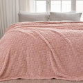 NEWCOSPLAY Super Soft Queen Blanket Pink Premium Silky Flannel Fleece 3D Heart Checkered Lightweight Bed Blanket All Season Use (Pink Heart, Queen(90"x90"))