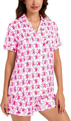 SWOMOG Womens Silk Satin Pajamas Set Short Sleeve Sleepwear Button Down Top and Shorts Loungewear 2 Piece Pjs Set XS-3XL