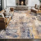 Area Rug 8x10 Washable Rugs Modern Abstract Area Rug Soft Non-Slip Non-Shedding Faux Wool Stain Resistant Floor Carpets for Living Room Bedroom Dining Room Kids Room Home Office (Beige, Brown)