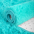 ISEAU 5x8 Area Rug for Living Room, Teal Blue Rugs for Bedroom, Kitchen, Soft Shaggy Carpets, Fluffy and Machine Washable Mats, Under Bed, On Nursery Floors Mat, Boys, Girls Room Carpet Decor
