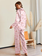 Ekouaer Pajamas For Women Set Silk Pjs 2 Piece Satin Sleepwear Long Sleeve Button Down Lounge Sets With Pant