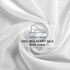 ALASKA BEAR Silk Pillowcase for Hair and Skin, 100% Mulberry Silk Pillow Cases King Size for Bliss Sleep with Random Color Scrunchy Gift Set Better Than Poly Satin, Zipper Closure, 1pc, Cool White