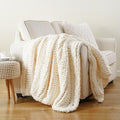 Battilo Cream Chunky Knit Throw Blanket for Couch, Super Soft Chenille Throw Blanket Cozy Warm Thick Ivory White Cable Knitted Blanket for Sofa, Bed, Living Room, 50"x60"