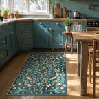 Lahome Chloe Insect Botanical 3x5 Washable Kitchen Rugs for Entryway, Soft Green Bedroom Rug, Boho Floral Non Slip Indoor Throw Carpet for Bathroom Laundry Living Room(Dark Green,3x5)