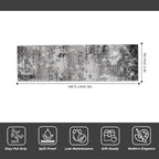 3x10 Washable Hallway Runner Rug - Non Slip Modern Wide Carpet for Kitchen Entryway Bathroom with Rubber Backing,Low Pile Thin Long Floor Runner Indoor（Black Grey,3x10）