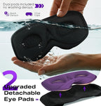 MUSICOZY Sleep Headphones with Bluetooth 5.4 Sleep Mask, Removable 3D Eye Cups for Zero Pressure Comfort, Wireless Bluetooth Eye Mask for Sleeping with Timer