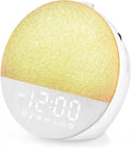 Geuuap Sunrise Alarm Clock White Noise Machine | Natural Wake-Up Light for Bedroom with 30 Soothing Sleep Aids, Bluetooth Speaker, Dimmable Clock, Screen-Free Design for Baby Adults Kids-White