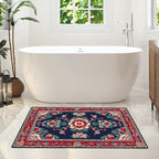 Area Rug 2x3 ft Entry Rug Washable Boho Rugs Non Slip Low Pile Floral Door Mat Small Carpet for Bedroom, Bedside, Kids Room,Dining Room