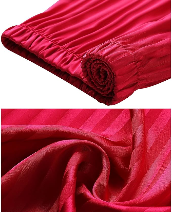 SIHA Satin Silk Pajamas for Women Pajama Set With Long Sleeve Button-Down Satin Pajamas Sleepwear XS-3XL