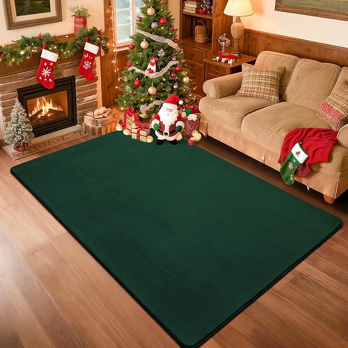 Przemy Washable Area Rug for Bedroom Living Room, 4x6 Feet Green Memory Foam Rugs, Super Soft Modern Indoor Carpet for Kids Room Boys Girls Dorm Bedside Nursery Decor