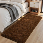 Macgace Fluffy Runner Rug, 2x6 Brown Washable Hallway Area Rugs for Bedroom Living Room Kitchen Laundry, Long Shag Rug with Non Slip Rubber Backing Fuzzy Entryway Carpet Modern Home Decor