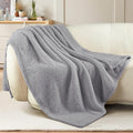 Exclusivo Mezcla Fleece Light Grey Throw Blanket for Couch Sofa, Ultra Soft, Lightweight and Fluffy Blankets for Women, All Season, 50x60 Inches