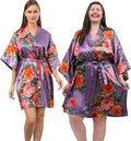QXQTER Peony Floral Silky Satin Robe Wedding Bridal Party Bride Bridesmaid Robes for Women Dressing Gown Kimono Robe