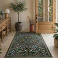 Lahome Claude Floral 3x5 Rugs for Entryway, Botanical Green Machine Washable Boho Throw Rugs for Entrance, Non-Slip Maximalism Stain-Resistant Soft Carpet for Bedroom, Kids Room, Dorm