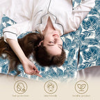 ZIMASILK 100% Pure Mulberry Silk Pillowcase for Hair and Skin Health,Both Sides 19 Momme Silk Floral Print,1pc (Standard 20''x26'',Blue Leaves)