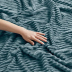 Nestl Blue Blanket Queen Size for Bed - Cozy Warm Fuzzy Blankets for Women, Plush Large Fleece Throws for Girls - Stone Blue, 90 x 90 Inches
