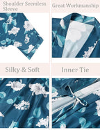 Aensso Long Soft Lightweight Silky Kimonos Robes for Women, Luxury Japanese Floral Womens Kimono Robe