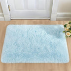 YJ.GWL Area Rugs for Bedroom, 2x3 Door Mat Washable Small Light Blue Bedside Rug,Fluffy Shaggy Entryway Rugs for Living Room, Shag Indoor Floor Carpet for Kids Boy and Girls, Home Decor Aesthetic