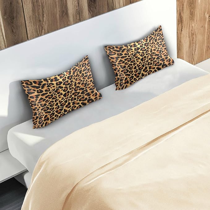 Satin Pillowcase for Hair and Skin, Leopard Print Silk Pillowcase Soft and Cozy Body Pillow Covers, Standard Size Satin Pillow Cases with Envelope Closure(20x26 Inch), 1PC