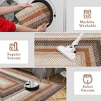 RUGSREAL Modern Rug for Entryway 3x5 Braided Machine Washable Living Room Rug Non Slip Small Dining Room Throw Carpet Stain Resistant Farmhouse Rustic Area Rug for Bedroom Kitchen, Brown/Rust