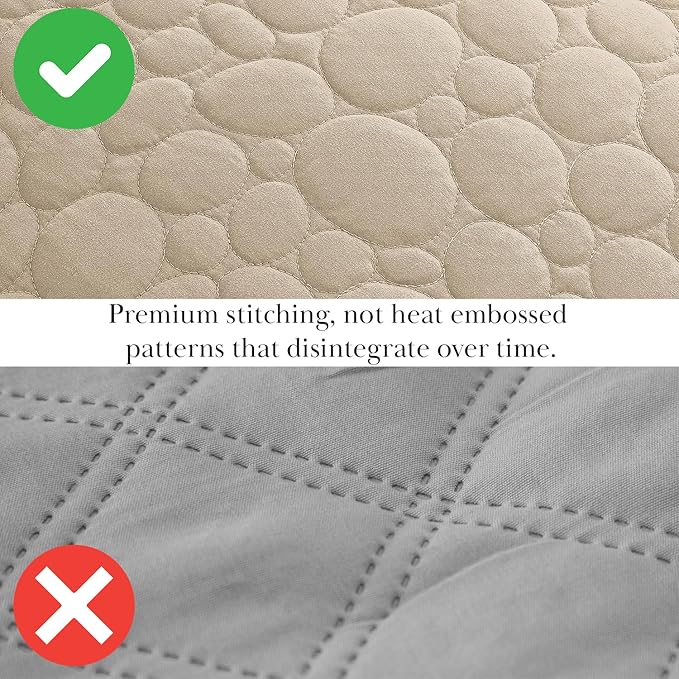 Southshore Fine Living, Inc. Oversized Quilt Bedding Set Lightweight, Prewash Fabric Soft Coverlet Bedspread 2-Piece, One Matching sham (68 in Wide x 98 in Long), Twin/Twin XL, Pebble Sandy Taupe