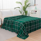 Elegant Comfort Luxury Velvety Feel Blanket, All-Season Lightweight Blanket, Ultra Plush, Soft, Cozy-Fuzzy Flannel Fleece for Couch, Sofa, Bed, Travel, Plaid Design, King/California King, Green