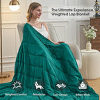 Green Weighted Blanket for Adults 12lbs, 60"x80", Queen Size Cooling Heavy Throw Blanket for 110-130lbs, Microfiber Soft Thick Big Blankets Weighted Comforter Breathable Gift for Sleeping
