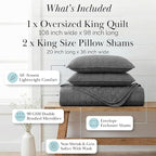 Southshore Fine Living, Inc. Oversized California King Quilts Bedding Set, Lightweight Quilt, Soft Coverlet, 3-Piece Bedspread Set with Two Matching Quilted Pillow Shams, King/California Size, Slate
