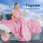 Topcee Weighted Blanket for Adults (15lbs 48"x72"), Minky Dots Heavy Blanket for 140-160lbs Sleeping, Soft, Cozy and Cooling Weighted Throw Blankets, Machine Washable, Pink