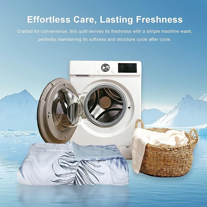Cooling Comforter Queen Size, Cooling Blankets for Hot Sleepers, Breathable Lightweight Cold Blanket, Ultra Soft Thin Summer Bedding (Dusty Blue, Queen)
