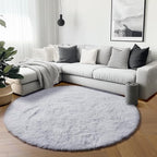 ONASAR White Round Rugs 6ft for Living Room Bedroom, Fluffy Circle Area Rug for Kids Girls Boys Teen, Soft Plush Shaggy Carpet for Nursery Dorm Classroom Playroom Home Decor Aesthetic